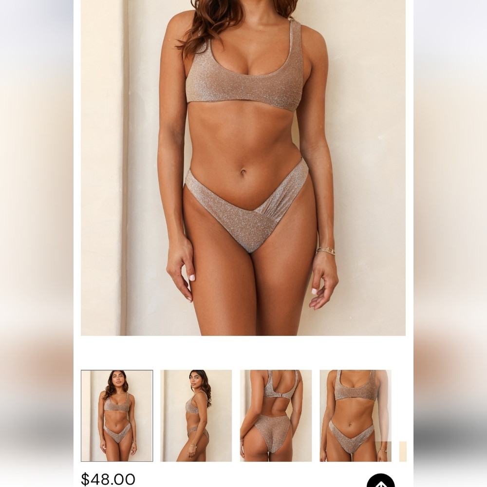 Dippin' Daisy's Sparkle V-Front Bikini Brief — Champagne Shimmer